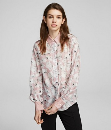 Košela Karl Lagerfeld Orchid Print Silk Shirt