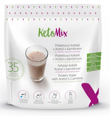 ketomix proteinový koktejl s acetyl-l-karnitinem s příchutí vanilka-jahoda